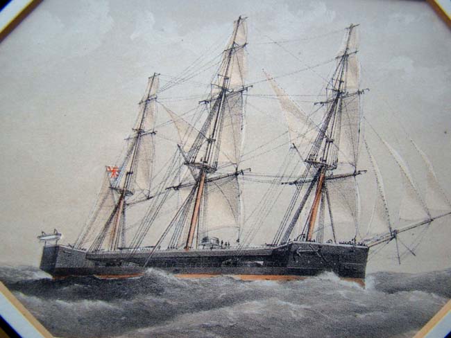 A group of four beautifully framed 19th century color lithographs of Royal Navy ships — image 6